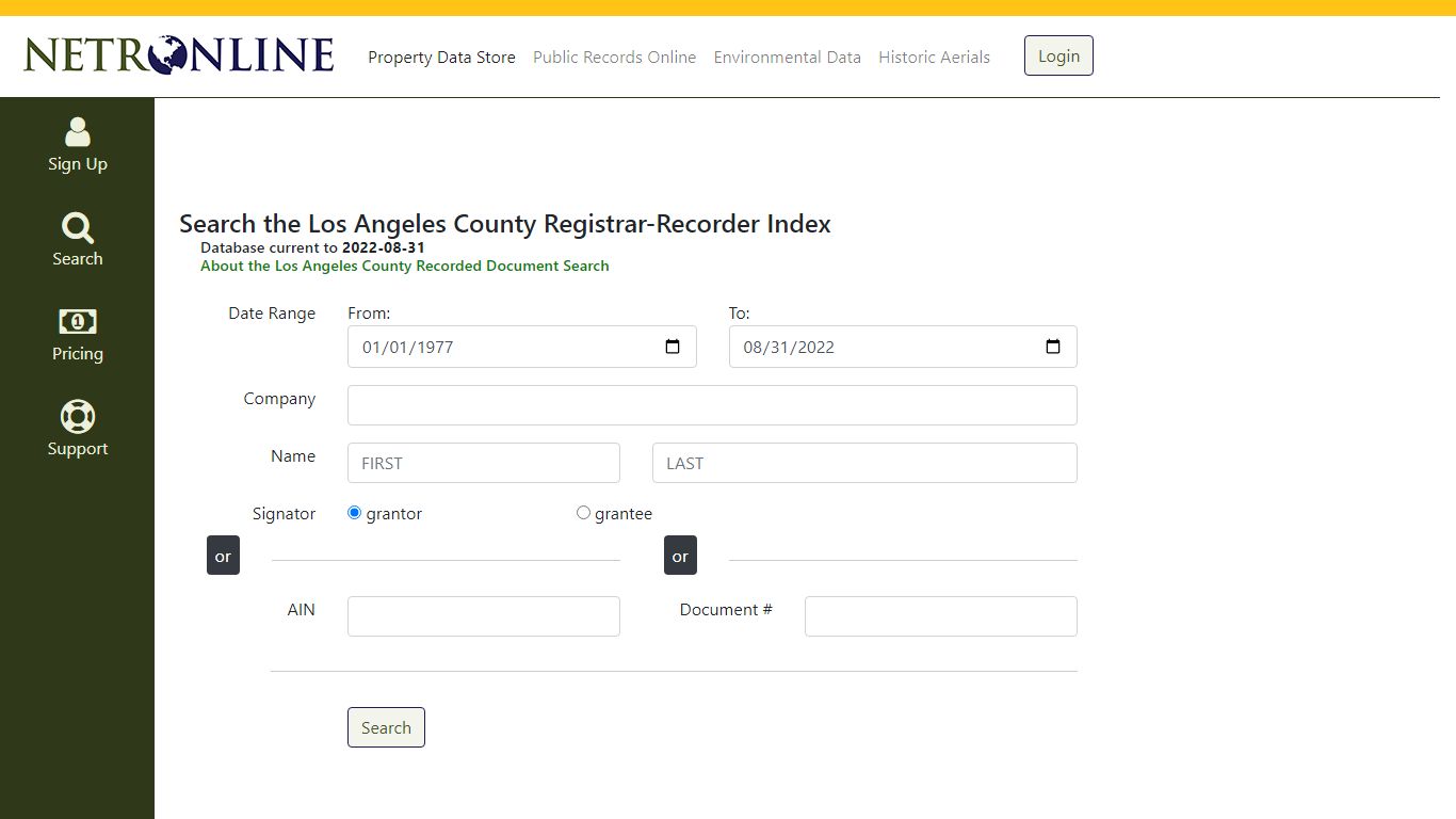 NETR Online •Los Angeles County Registrar-Recorder Index